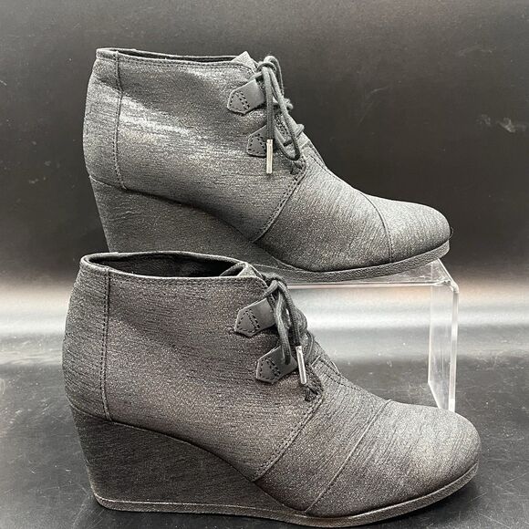 TOMS Shoes - TOMS womens black sparkle wedge bootie size 8.5 10015785